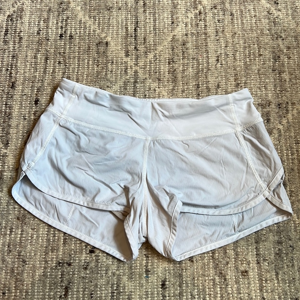 White speed up Lululemon shorts 2”